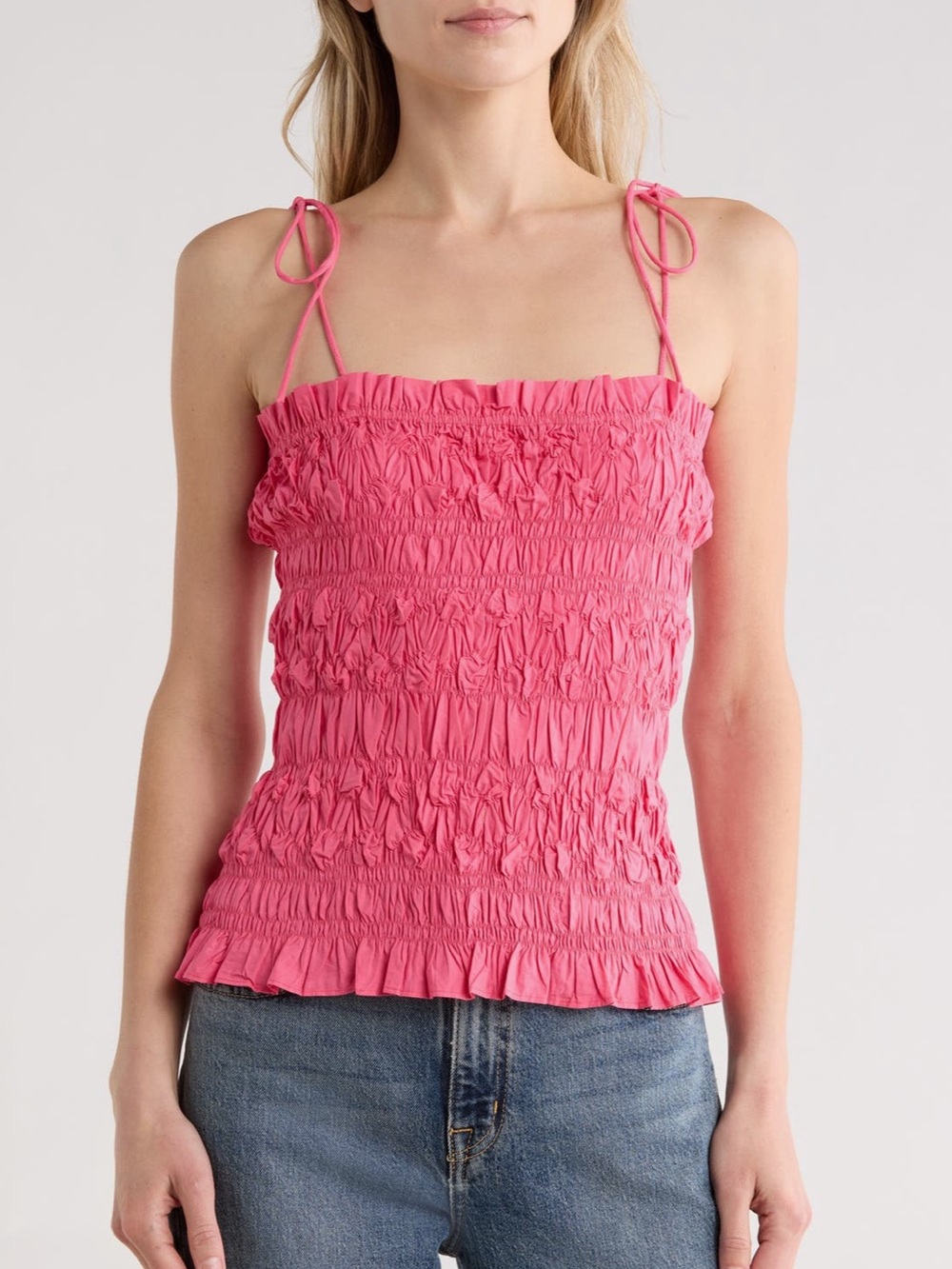 Ulla Johnson Ayan 100% Cotton Adjustable Straps Top In Honeysuckle